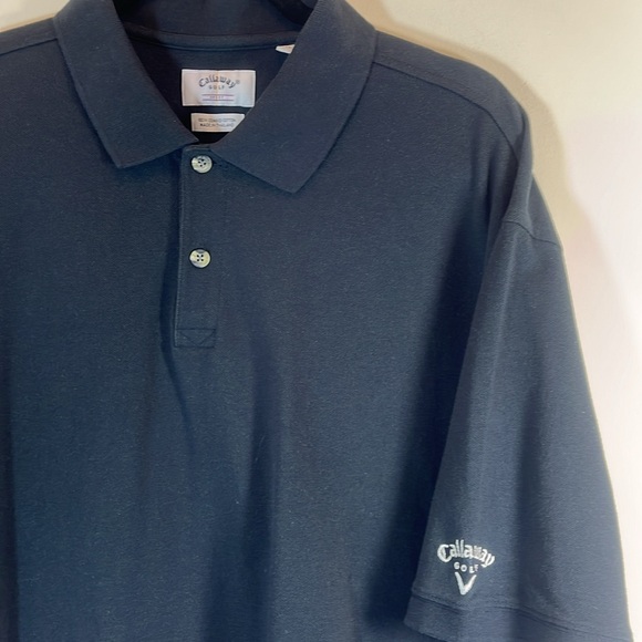 Callaway Black Polo Golf Shirt with White Logo on   Sleeve and Back - Picture 1 of 10
